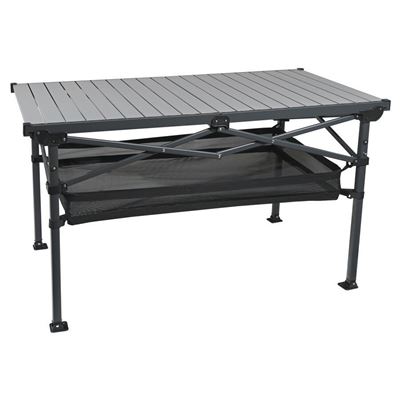 Klappbarer Scherentisch ALU-Latten mit Stauraum