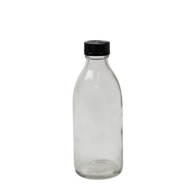 Glasfläschchen schmal 200 ml mit Plastikdeckel
