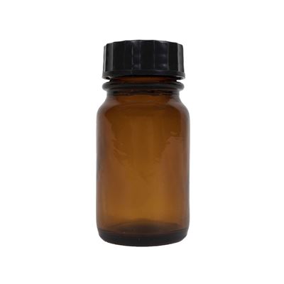 Lahvička skleněná HNĚDÁ 60 ml s plastovým černým víčkem