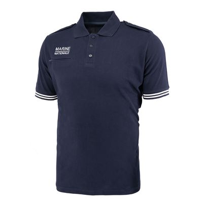 Kurzärmeliges Polohemd MARINE NATIONALE mit Streifen und Tasche BLAU