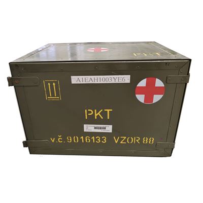 Medizinische Holzkiste mit drei Schubladen, Fächer für Geräte