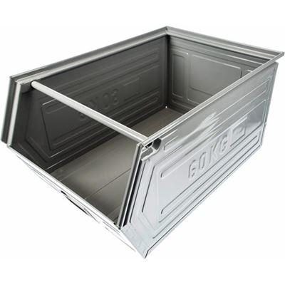 Abgeschrägte Metalllagerbox 60 kg / 400 x 600 x 300 mm gebr.
