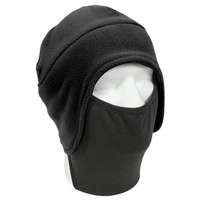 Mütze FLEECE mit Polyester Maske SCHWARZ