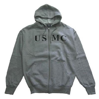 USMC Kapuzenpulli mit Reißverschluss GRAU Größe XXL