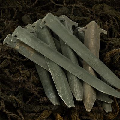 US-Original-Zeltpflöcke aus Aluminium 10er-Set GRÜN gebraucht US Army  91895401 2