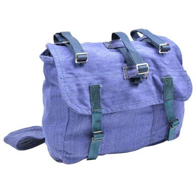 Schultertasche 'BROTBOX' rumänisch Leinen BLAU gebr.