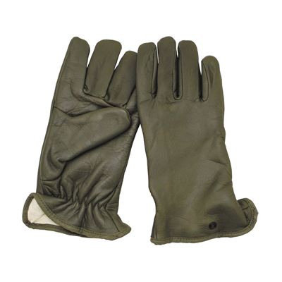 FRANZÖSISCHE Handschuhe mit Ledereinsatz OLIV