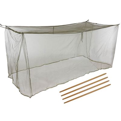 Britisches Moskitonetz 220 x 110 x 100 cm für Bett + Holzstangen