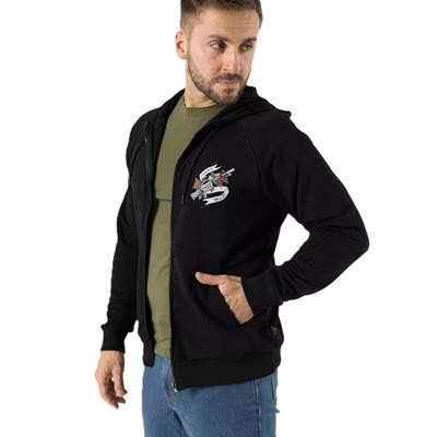 Pullover COME AND TAKE IT ZIP mit Kapuze SCHWARZ