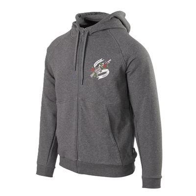 Pullover COME AND TAKE IT ZIP mit Kapuze GRAU