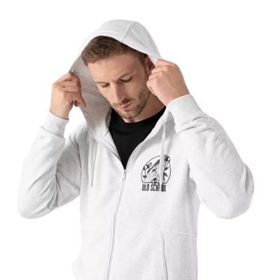 Pullover OLD SCHOOL mit Kapuze HELLGRAU MELANGE