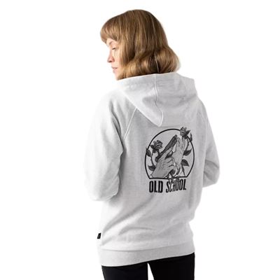 Pullover OLD SCHOOL mit Kapuze HELLGRAU MELANGE