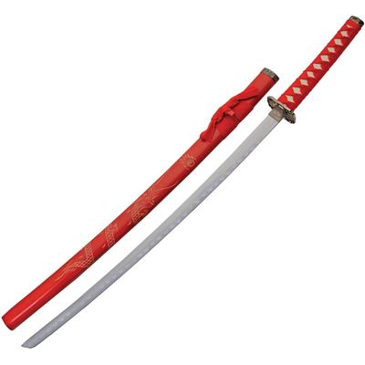 Katanas DRAGON 3-teiliges Set mit Ständer ROT