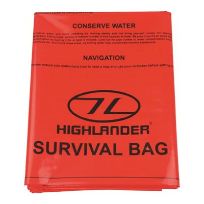 Survival Bag SURVIVAL 91x183 cm, mit Instruktionen ORANGE