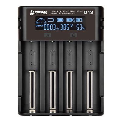 Ladegerät für 4 Batterien D4S universal mit Display