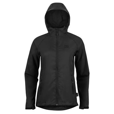 Women's STOW & GO wasserdichte Jacke mit Kapuze faltbar BLACK