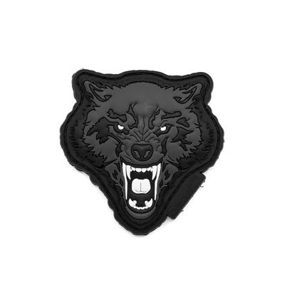 Patch schreiender WOLF Plastik Velcro SCHWARZ/GRAU