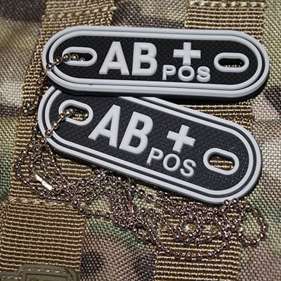 Dog Tag Blutgruppe AB POS SCHWARZ Plastik