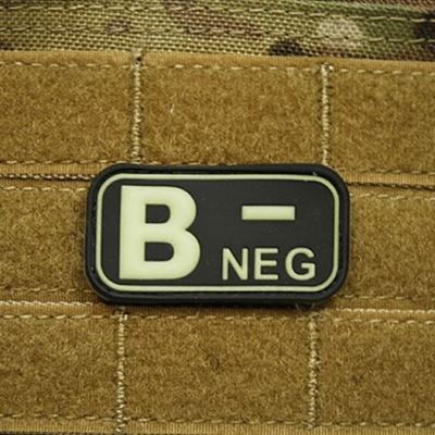 Patch BLUTGRUPPE B NEG Plastik GLOW IN THE DARK