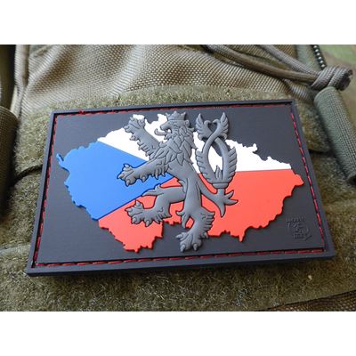 Aufnäher TSCHECHISCHE REPUBLIK + LÖWE Kunststoff Klettverschluss FARBIG