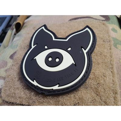 Patch MONSTER PIG Kunststofft Velcro GLOW IN THE DARK