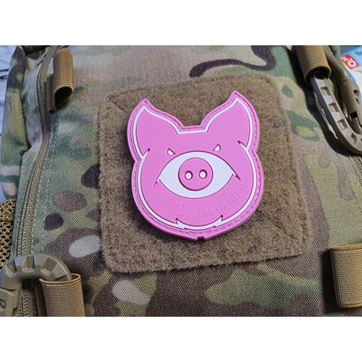 Patch MONSTER PIG Kunststofft Velcro ROSA