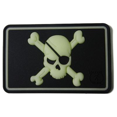 Patch PIRAT /TOTENKOPF/ Plastik SCHWARZ glow in the dark