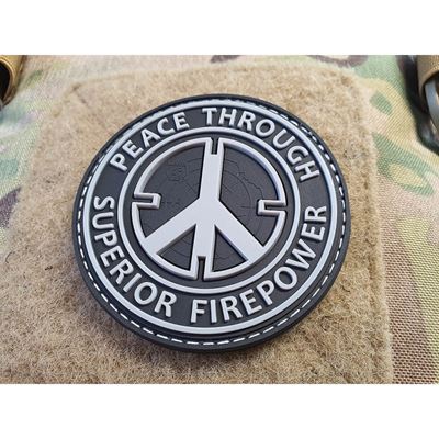Patch PEACE THROUGH SUPERIOR FIREPOWER Kunststofft Velcro SWAT