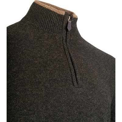 Strick Pullover ASHCOMBE mit Reißverschluss Schafswolle DARK OLIVE JACK PYKE JZKNITASHDO 5