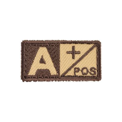 Patch Blutgruppe A POS VELCRO SAND