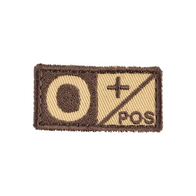 Patch Blutgruppe 0 POS VELCRO SAND