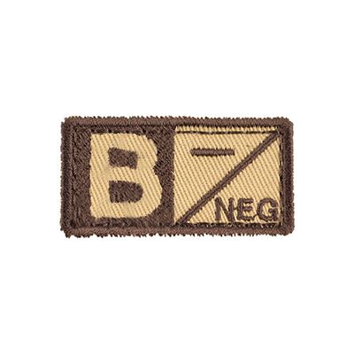 Patch Blutgruppe B NEG VELCRO SAND