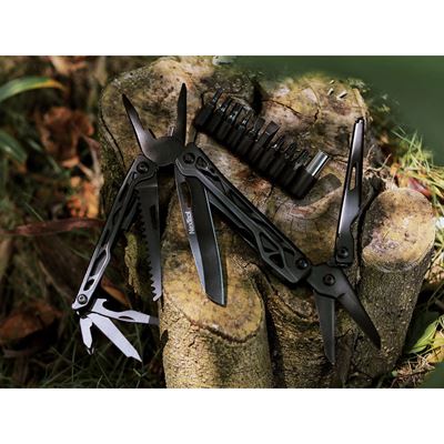 Multifunktionszange BLACK KNIGHT mit Bitsatz SCHWARZ