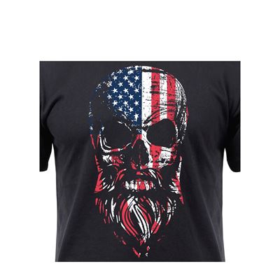 Tshirt Motiv USA bartiger Totenkopf SCHWARZ