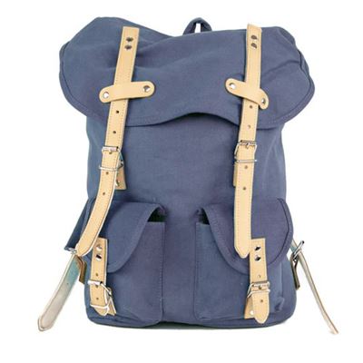 Rucksack HIKING mit Echt-Leder-Strippen 15L BLAU