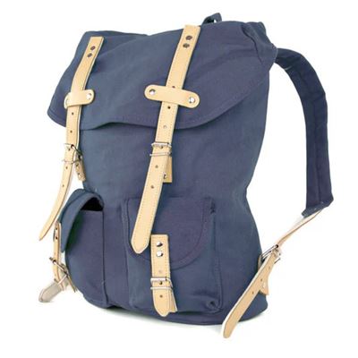 Rucksack HIKING mit Echt-Leder-Strippen 15L BLAU