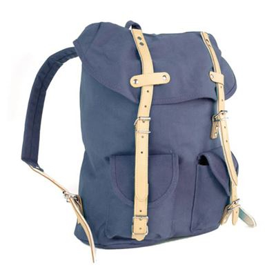 Rucksack HIKING mit Echt-Leder-Strippen 15L BLAU