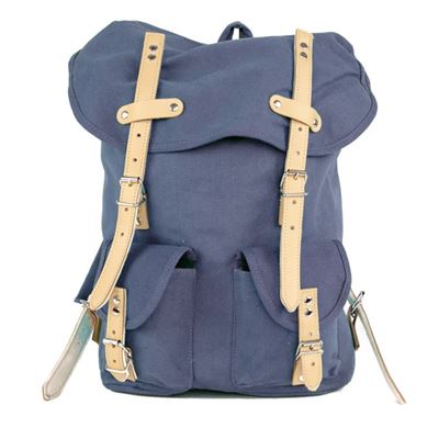 Rucksack HIKING mit Echt-Leder-Strippen 15L BLAU