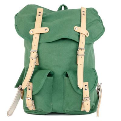 Rucksack HIKING mit Echt-Leder-Strippen 15L GRÜN