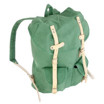 Rucksack HIKING mit Echt-Leder-Strippen 15L GRÜN