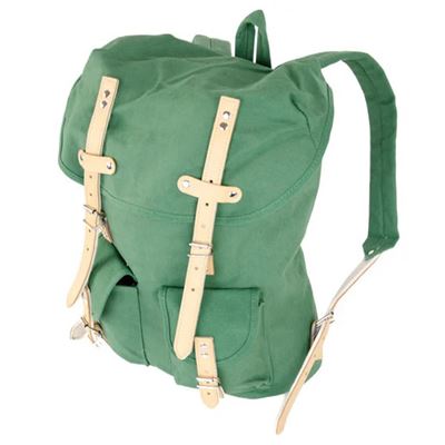 Rucksack HIKING mit Echt-Leder-Strippen 15L GRÜN