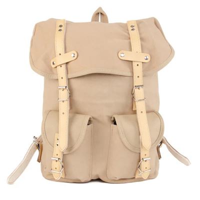 Rucksack HIKING mit Echt-Leder-Strippen 15L KHAKI