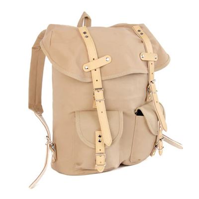 Rucksack HIKING mit Echt-Leder-Strippen 15L KHAKI