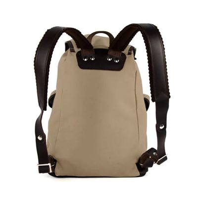 Wander und Freizeitrucksack Lederboden 14l KHAKI/DUNKELBRAUN Leder