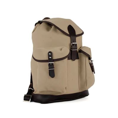 Wander und Freizeitrucksack Lederboden 14l KHAKI/DUNKELBRAUN Leder