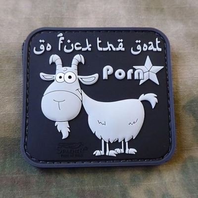 Patch ZIEGE PORN Kunststoff Velcro SCHWARZ/WEIß