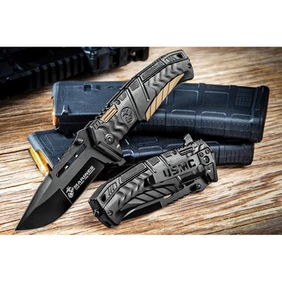 USMC LINERLOCK Klappmesser mit glatter Klinge SCHWARZ United Cutlery UC3228 4