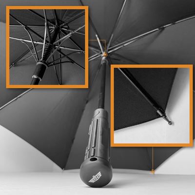 Klappbarer Taktischer Regenschirm mit Glaszerbrecher SCHWARZ
